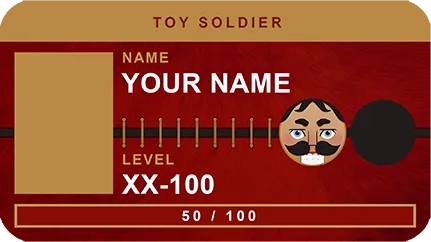 Toy solider name and level tag