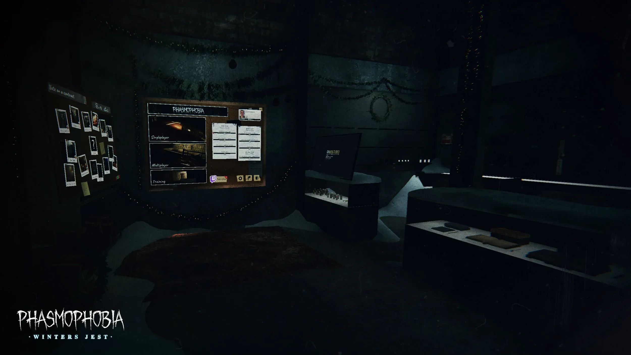 Winters Jest Screenshot showing lounge room with christmes decorations